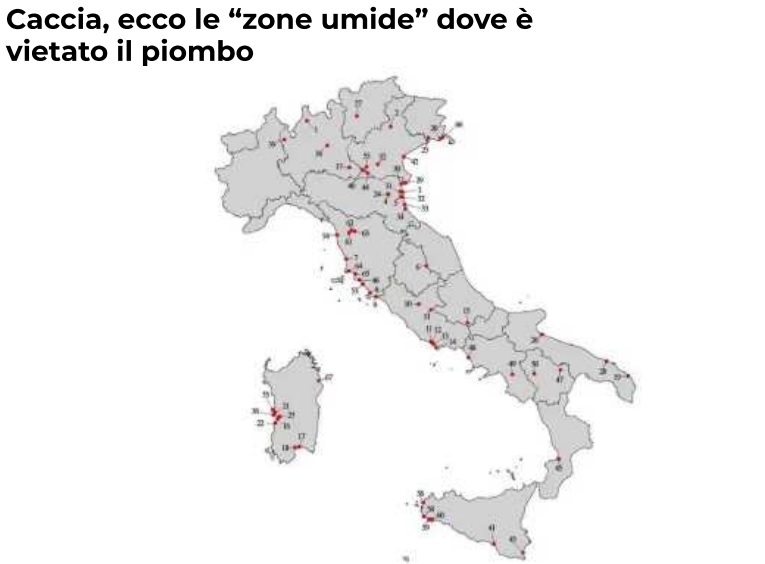 Piombo & Zone Umide: Ecco la cartografia delle zone in cui ci sarà il divieto